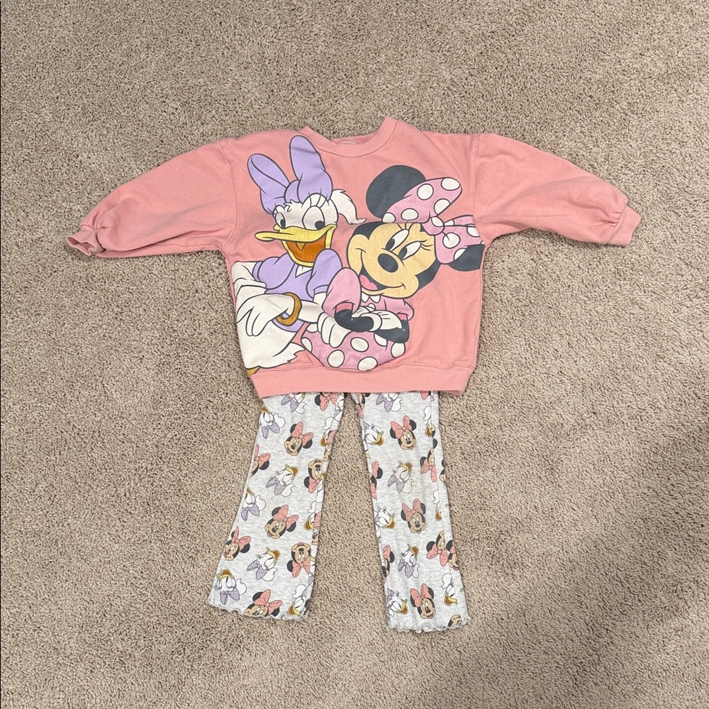 Pink Disney Character Sweatshirt and Pajama Set